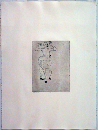 Wounded Centaur etching, aquatint Michael Hecht